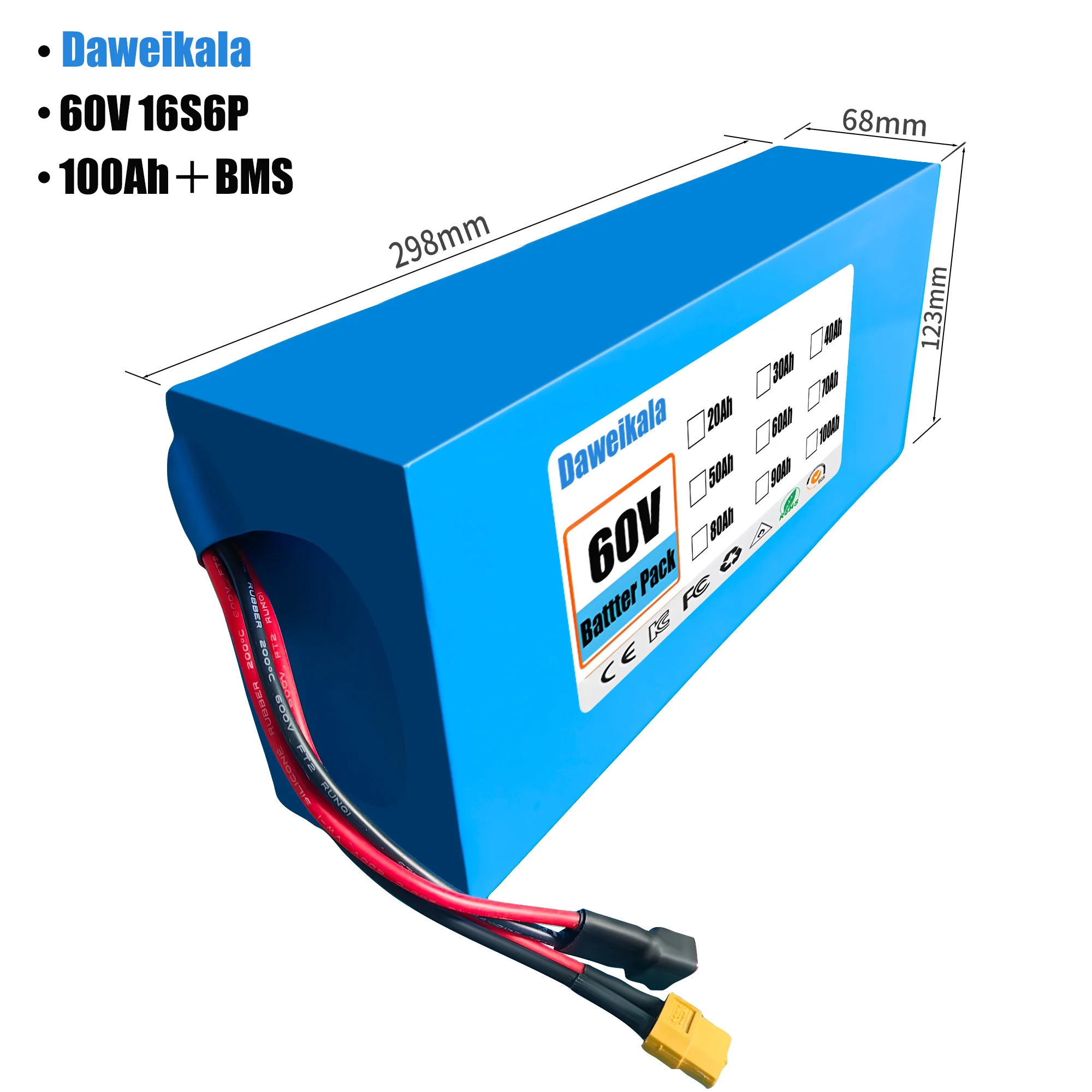 60V 50Ah Electric Scooter Battery - Batteria per ebike 60V 100Ah 16S6P