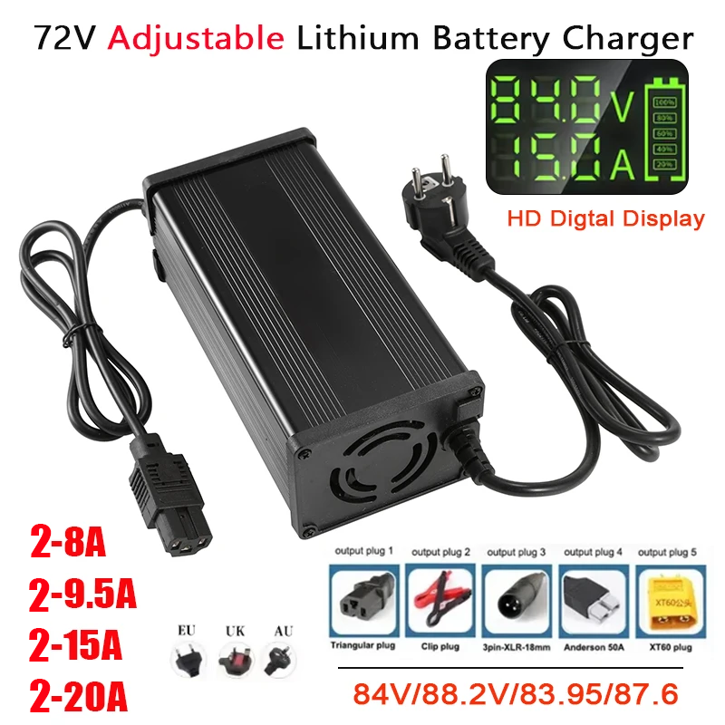 72V 15A Fast Charger - Caricabatterie per Batterie al Litio 72V